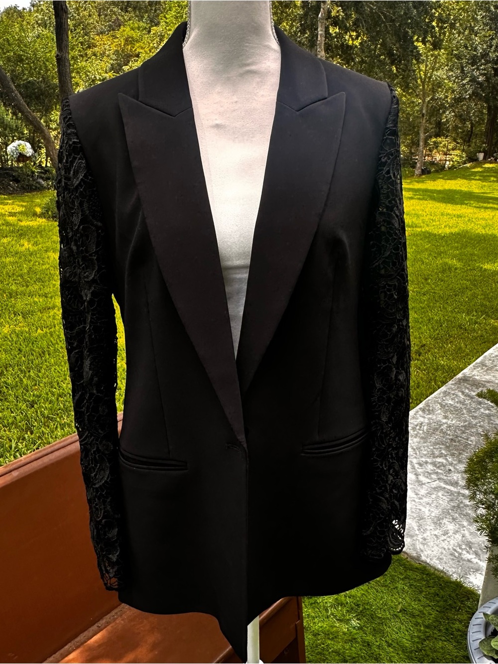 Express Black Lace-Sleeve Women's Blazer